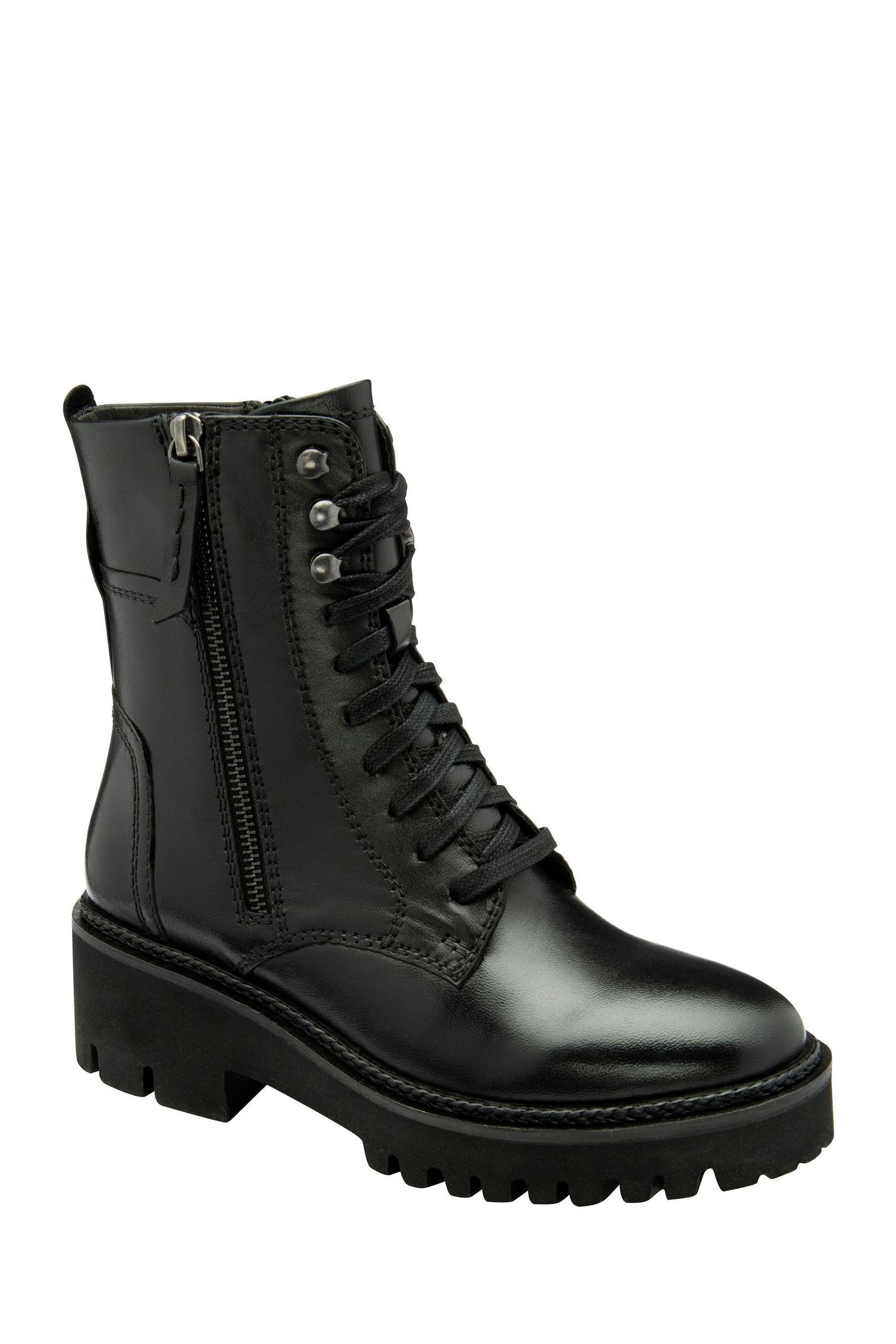 Ravel Black Leather Zip Up Ankle Boots 4 Womens