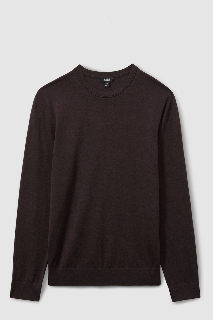 Reiss Dark Bordeaux Wessex Merino Wool Crew Neck Jumper - Image 2 of 5