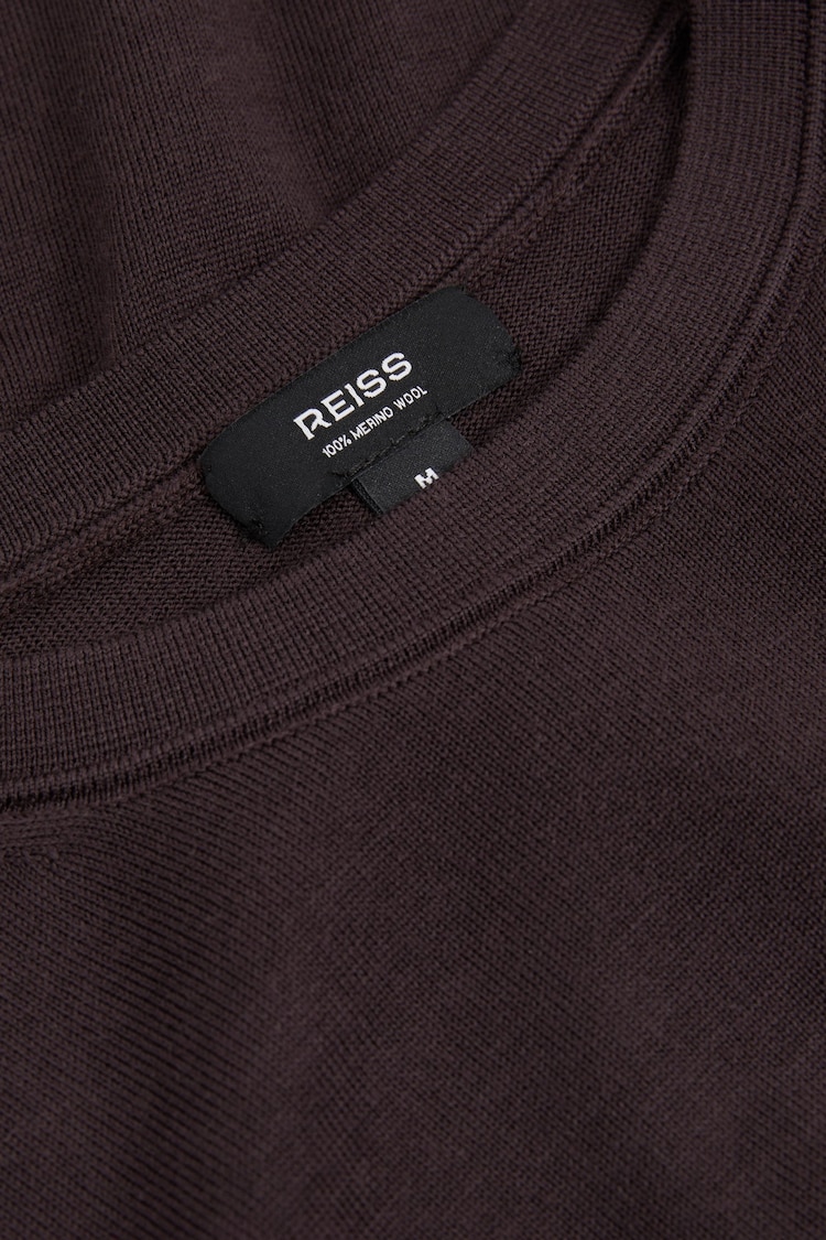 Reiss Dark Bordeaux Wessex Merino Wool Crew Neck Jumper - Image 5 of 5