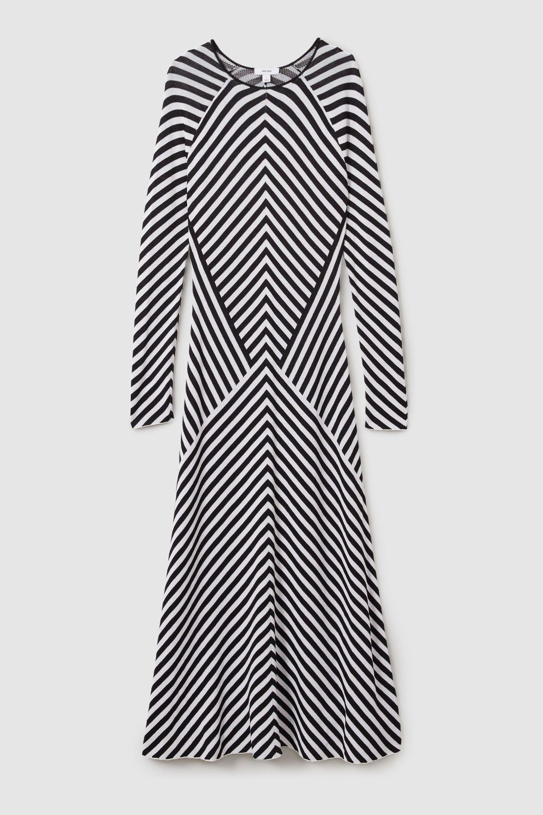Buy Reiss Black Ivory Kali Knitted Striped Midi Dress from the Next UK online shop
