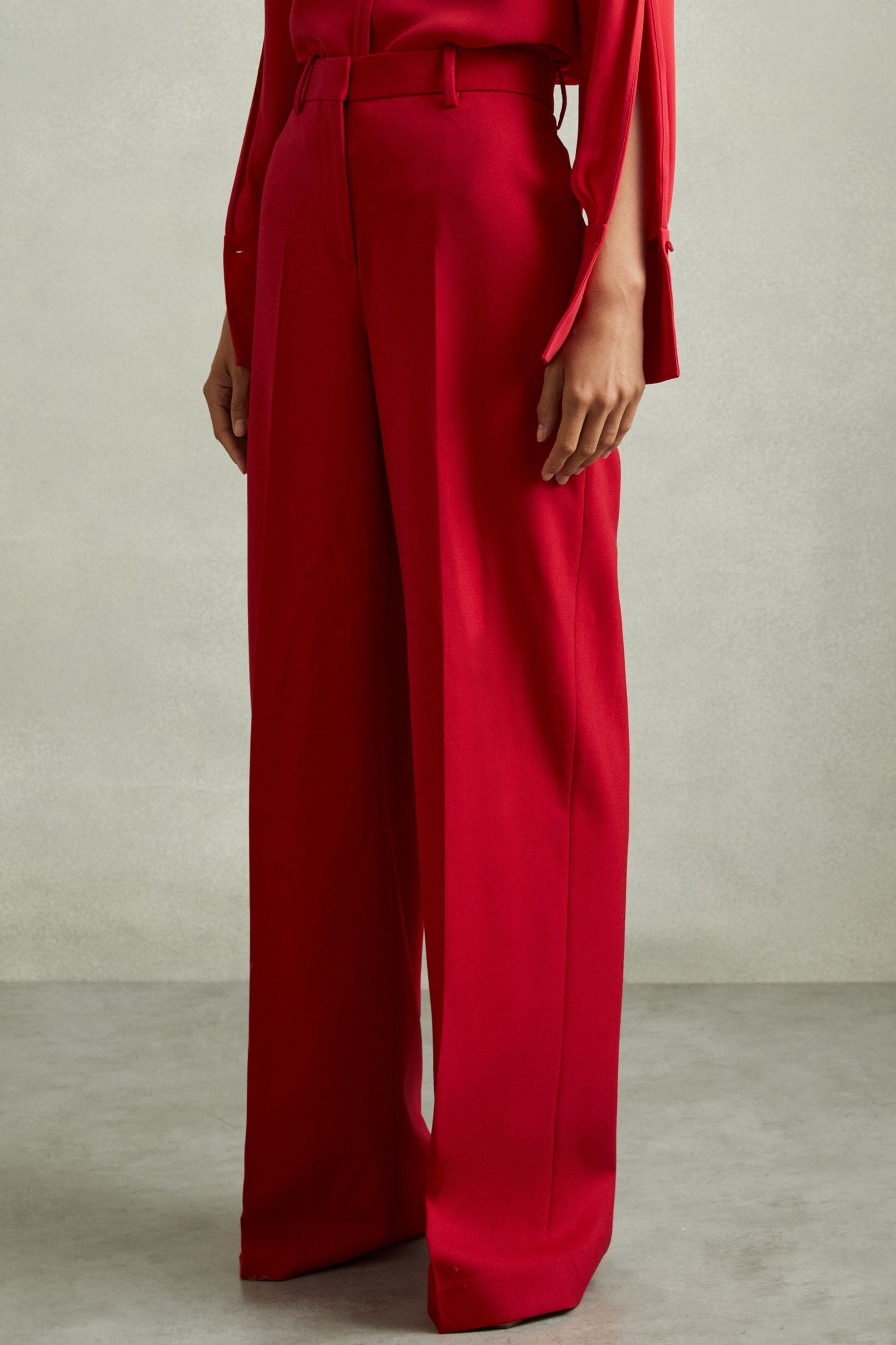 Buy Reiss Red Anna Petite Wool Blend Wide Leg Trousers from Next Malta