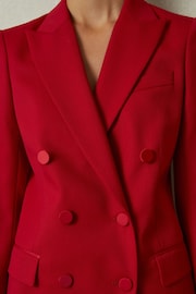 Reiss Red Anna Wool Blend Double Breasted Tux Blazer - Image 4 of 6