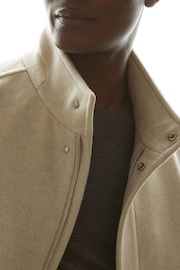 Reiss Oatmeal Bhule Wool-Blend Alcantara Hybrid Coat - Image 4 of 6