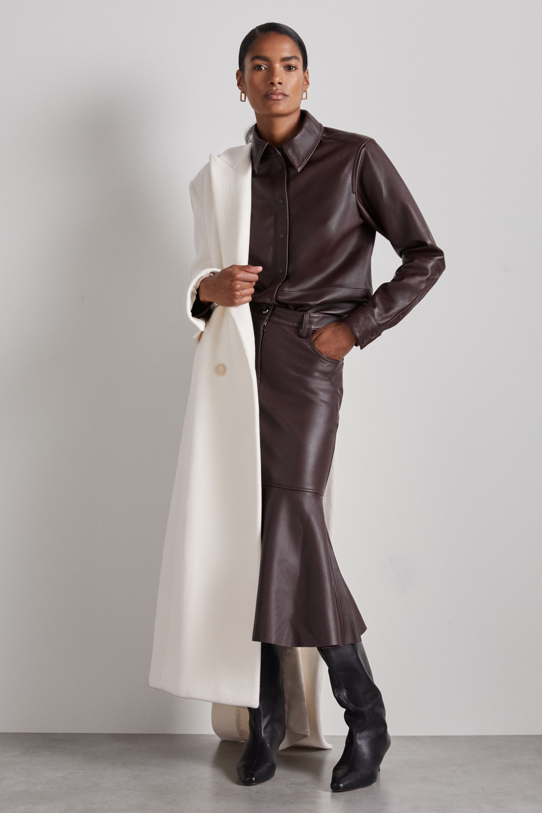 Cream longline coat store