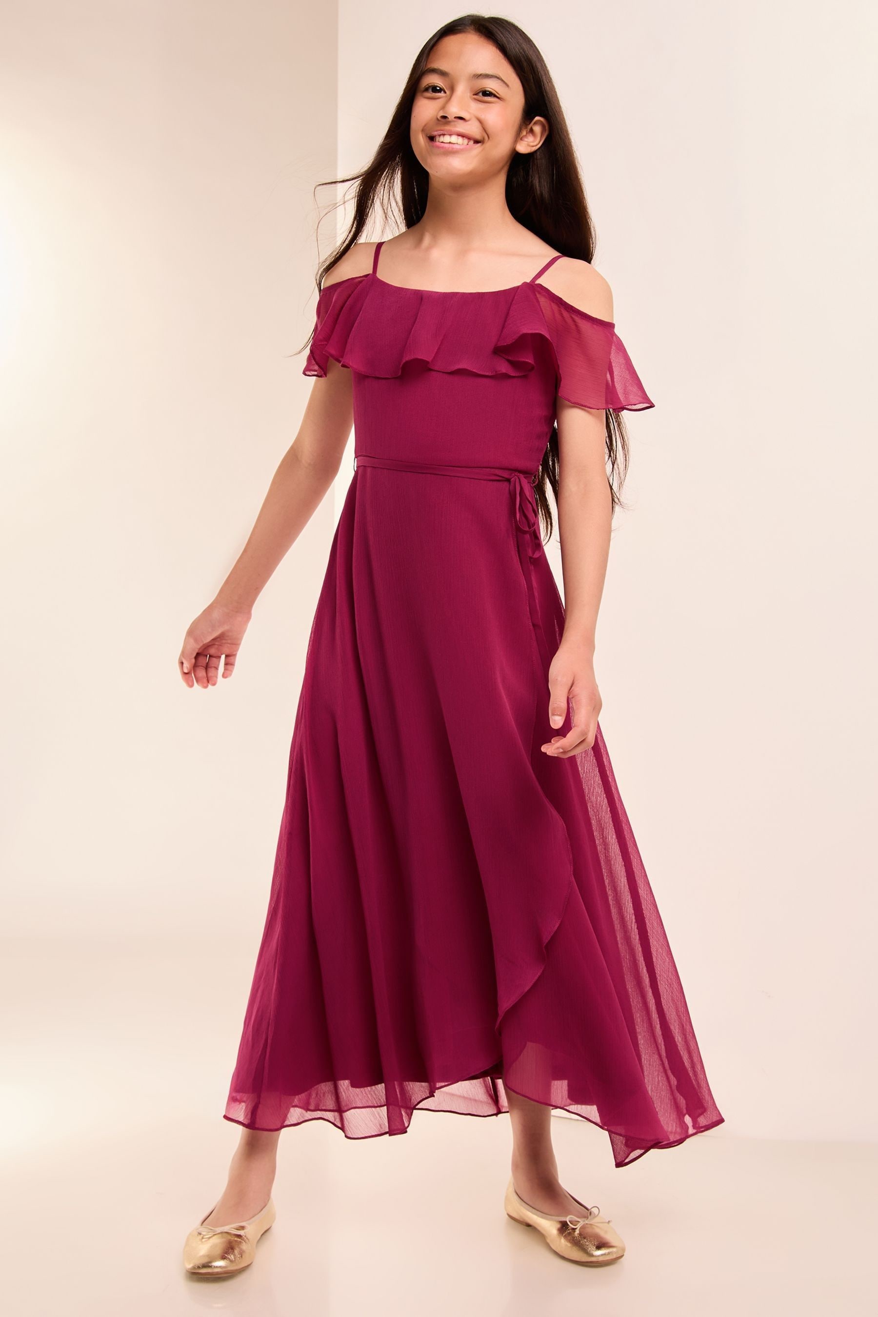 Buy Lipsy Burgundy Red Cold Shoulder Maxi Occasion Dress 10 16yrs from Next Luxembourg
