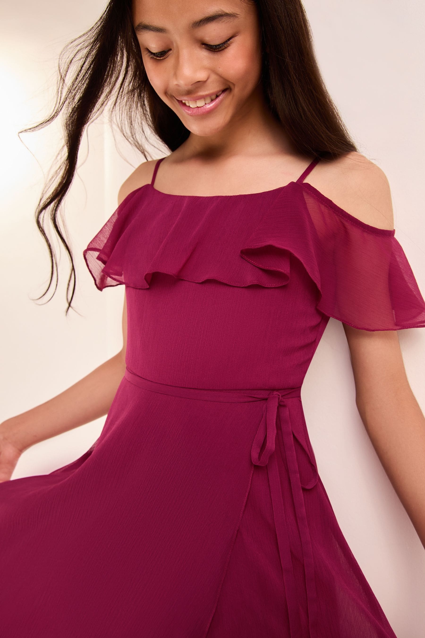 Buy Lipsy Burgundy Red Cold Shoulder Maxi Occasion Dress 10 16yrs from the Next UK online shop