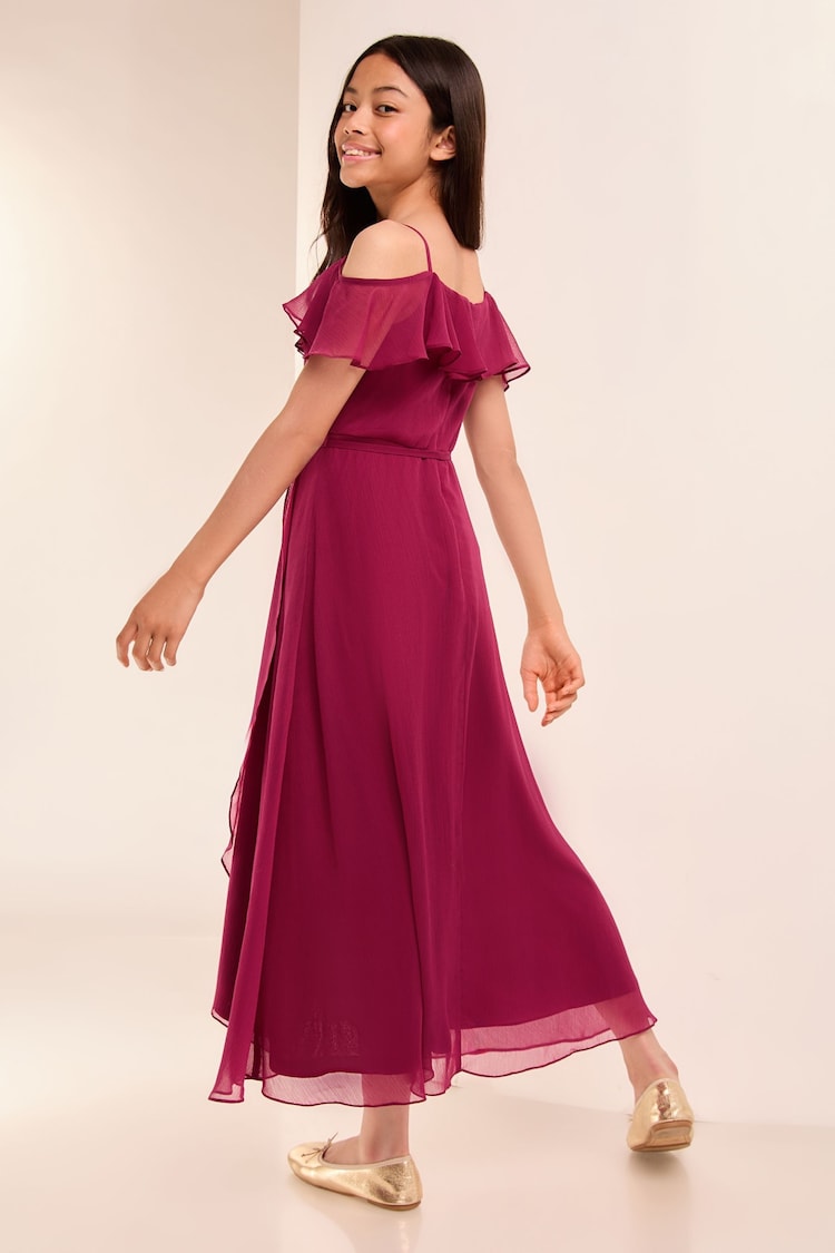 Lipsy Red Cold Shoulder Maxi Occasion Dress (10-16yrs) - Image 4 of 4