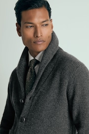 Reiss Charcoal Melange King Atelier Ribbed-Cashmere Cardigan - Image 3 of 6