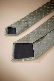 Sage Green Signature Made In Italy Geometric Design Tie - Image 3 of 3