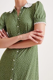 Monsoon Green Clea Spot Jersey Midi Dress - Image 4 of 6