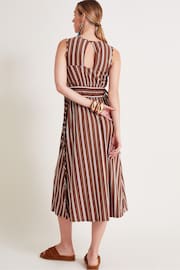 Monsoon Brown Stripe 100% Cotton Jersey Dress - Image 3 of 6