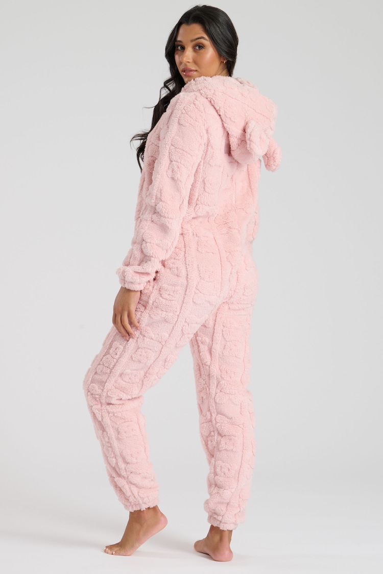 Loungeable Pink Teddy Cut Sherpa All-In-One - Image 5 of 5