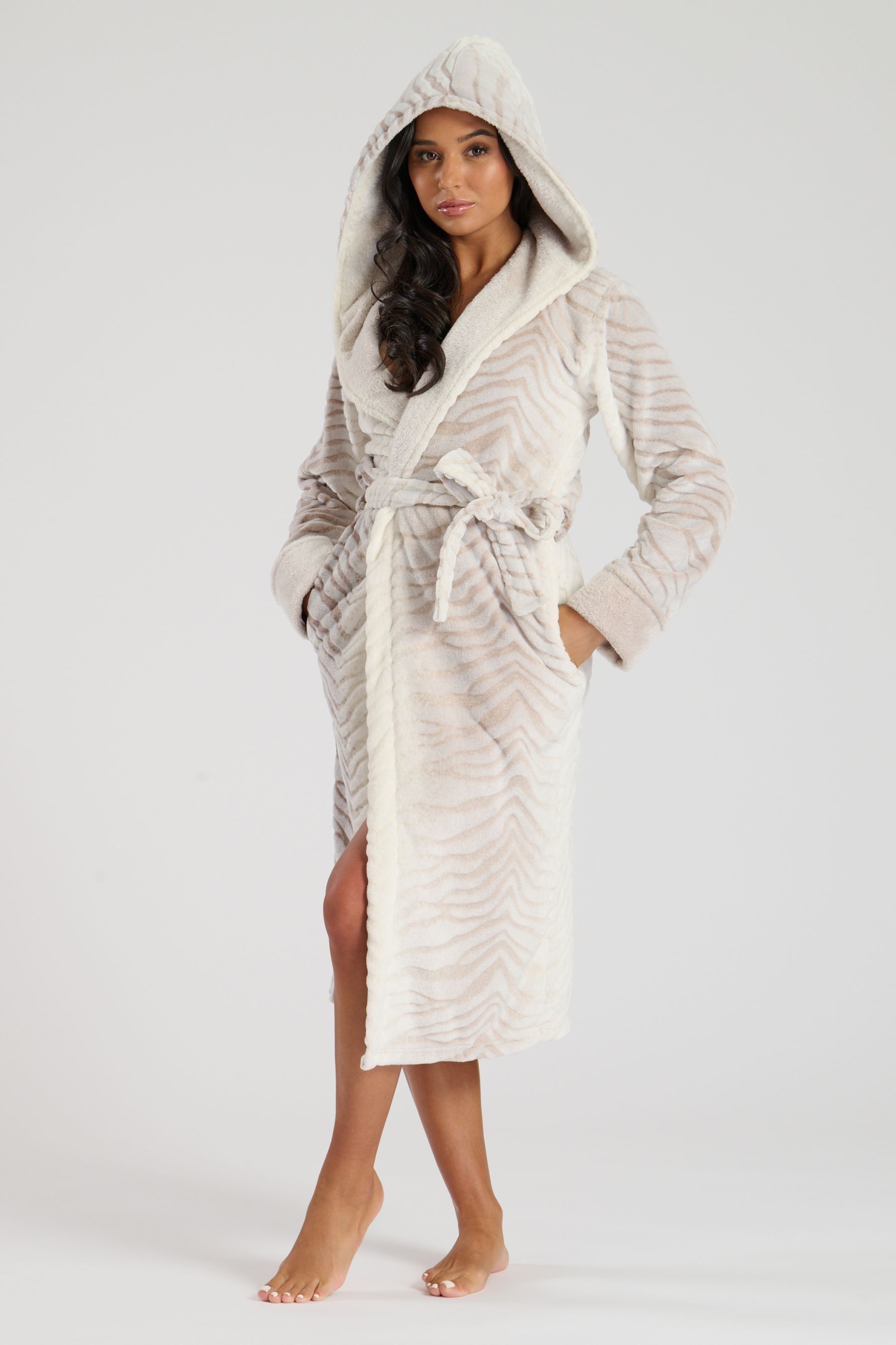 Buy Loungeable Brown Ombre Tiger Midi Hooded Robe from the Next UK online shop