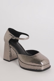 Simply Be Silver Wide Fit Platform Heeled Shoes - Image 2 of 3