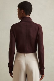 Reiss Burgundy Macy Merino Wool Roll Neck Jumper - Image 4 of 6