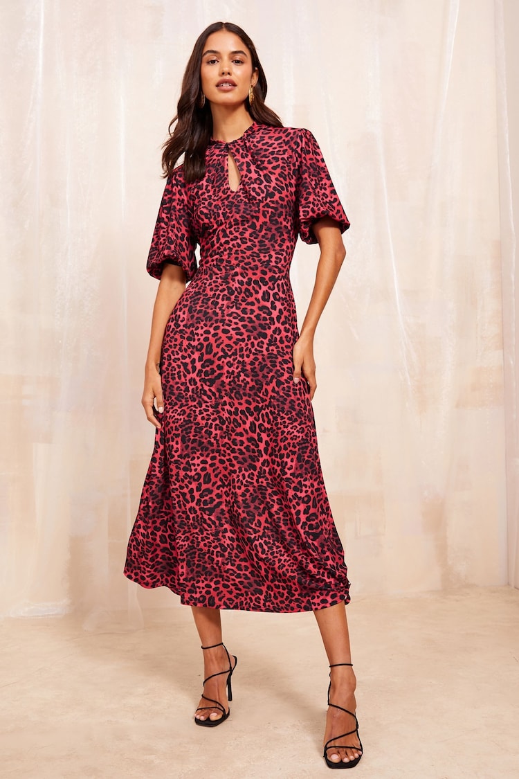 Friends Like These Red Petite ITY Twist Front Keyhole Midi Dress - Image 1 of 4