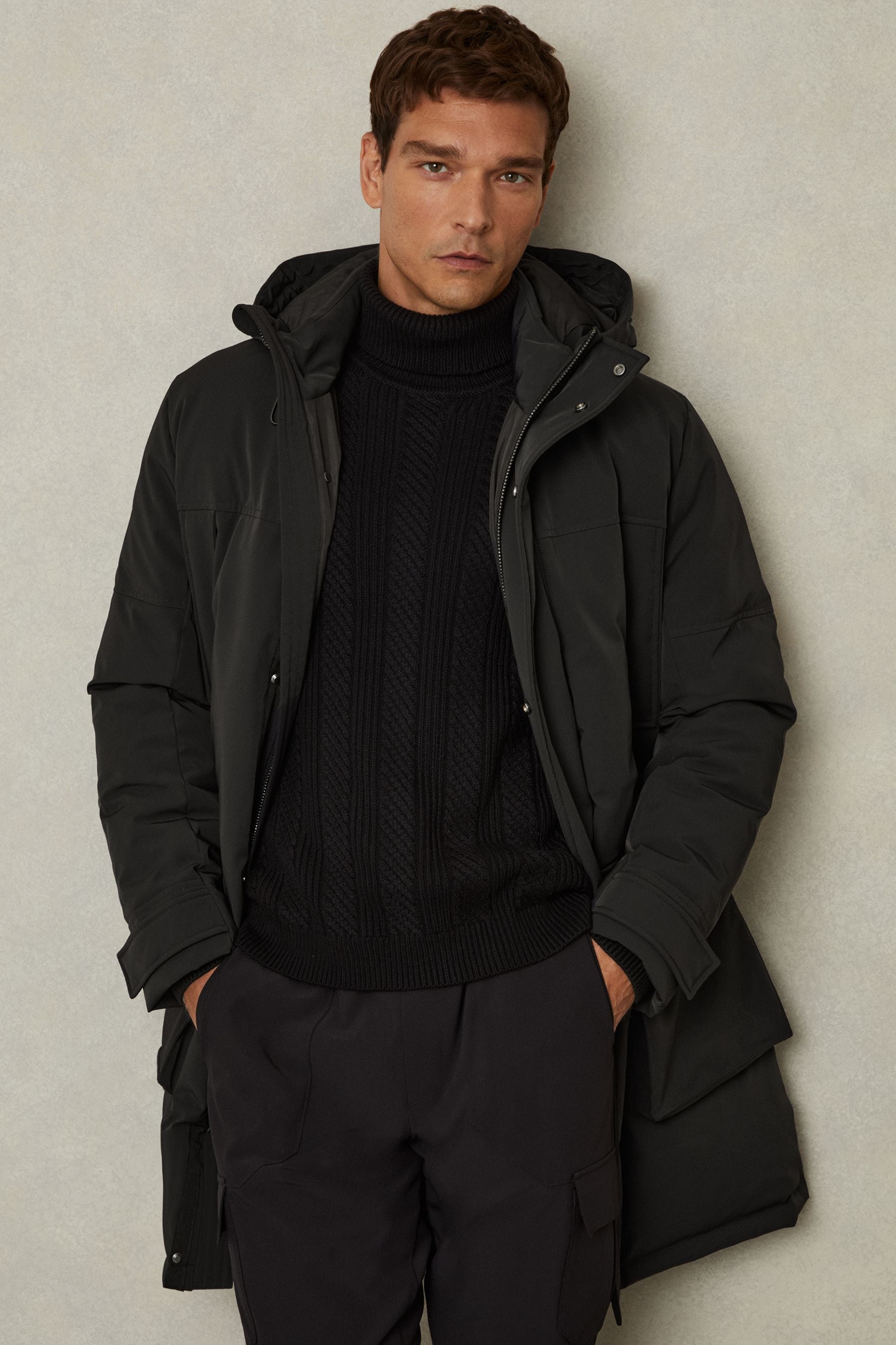 Down coat with hood deals