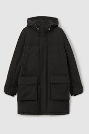 Reiss Black Mission Hooded Shell Down Coat - Image 2 of 8