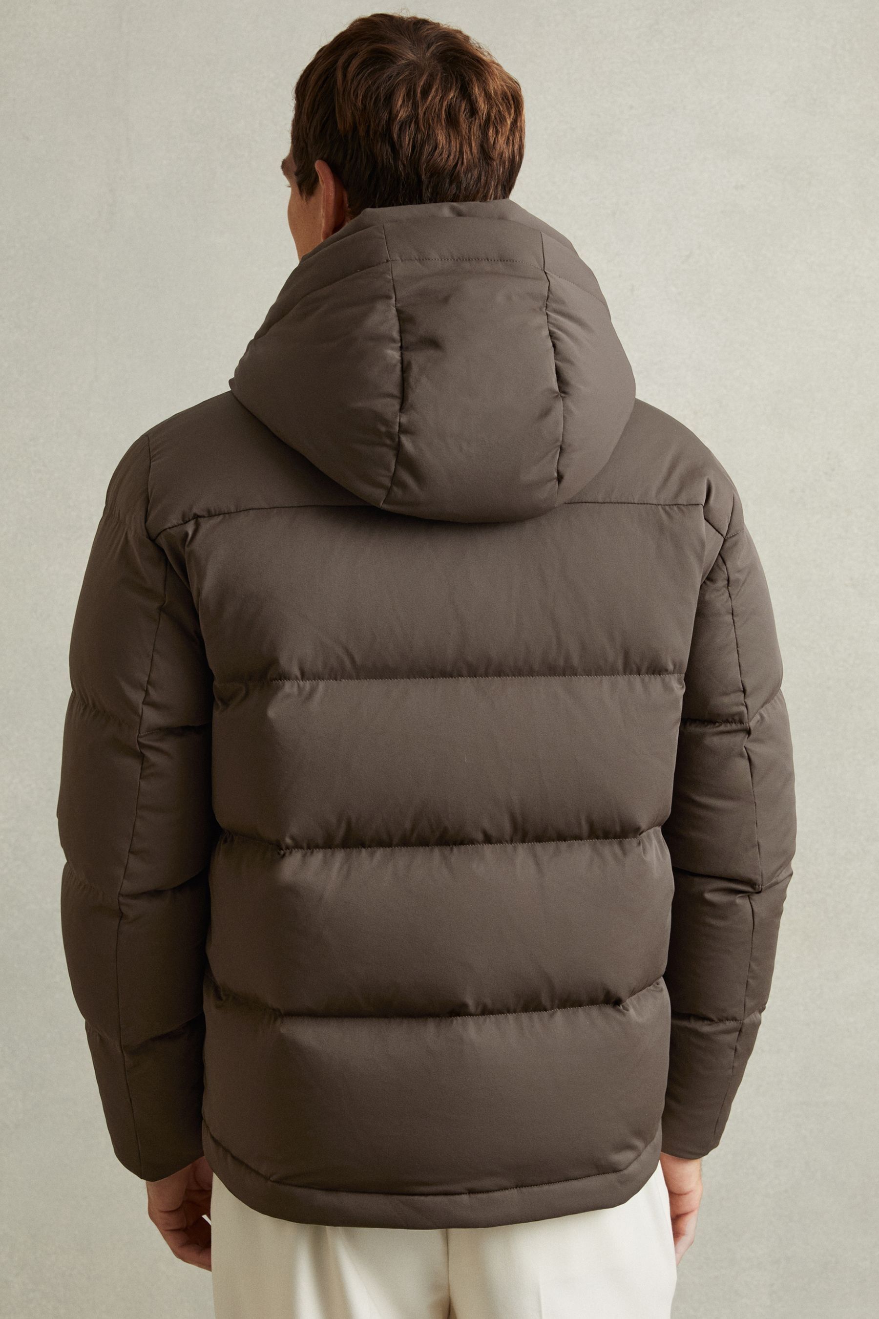 Buy Reiss Brown Stone Cranum Quilted Shell Puffer Down Jacket from the Next UK online shop