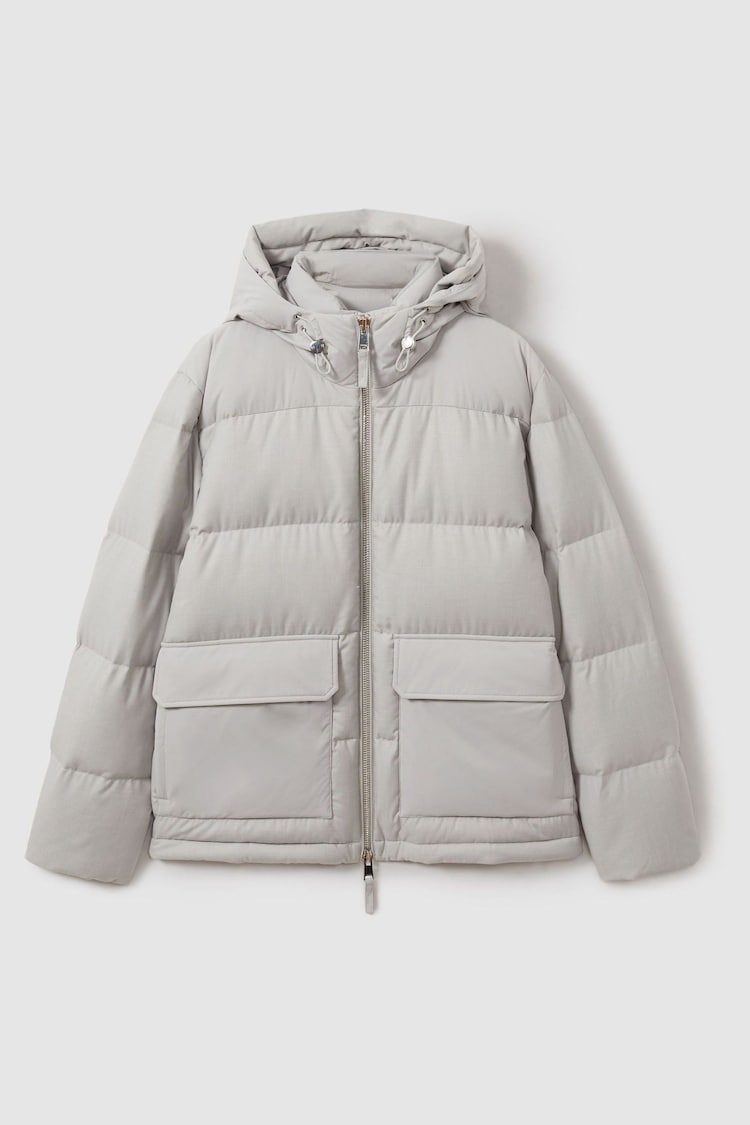 Reiss Grey Carston Patch-Pocket Quilted Puffer Jacket - Image 2 of 7