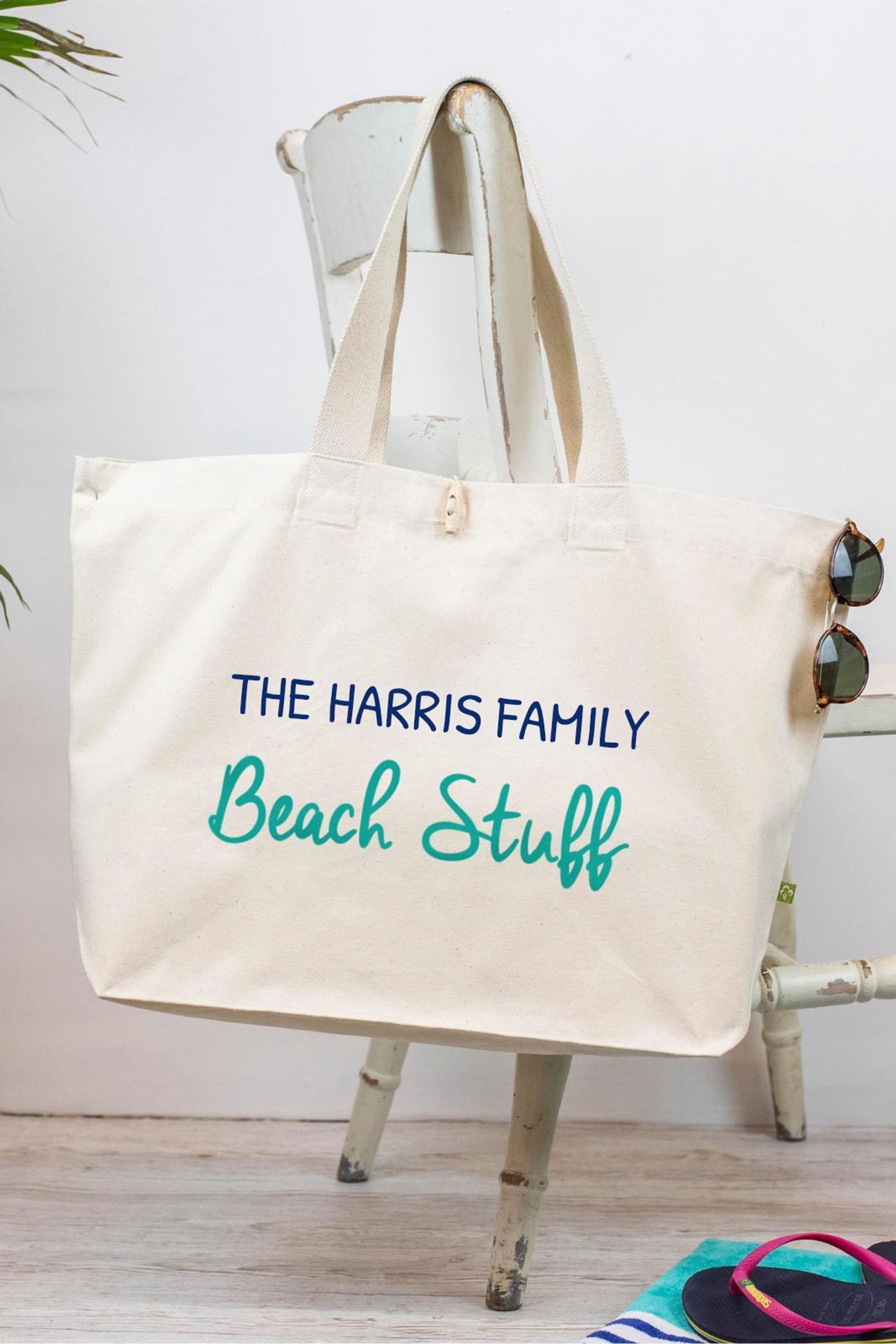 Personalised canvas beach bag clearance