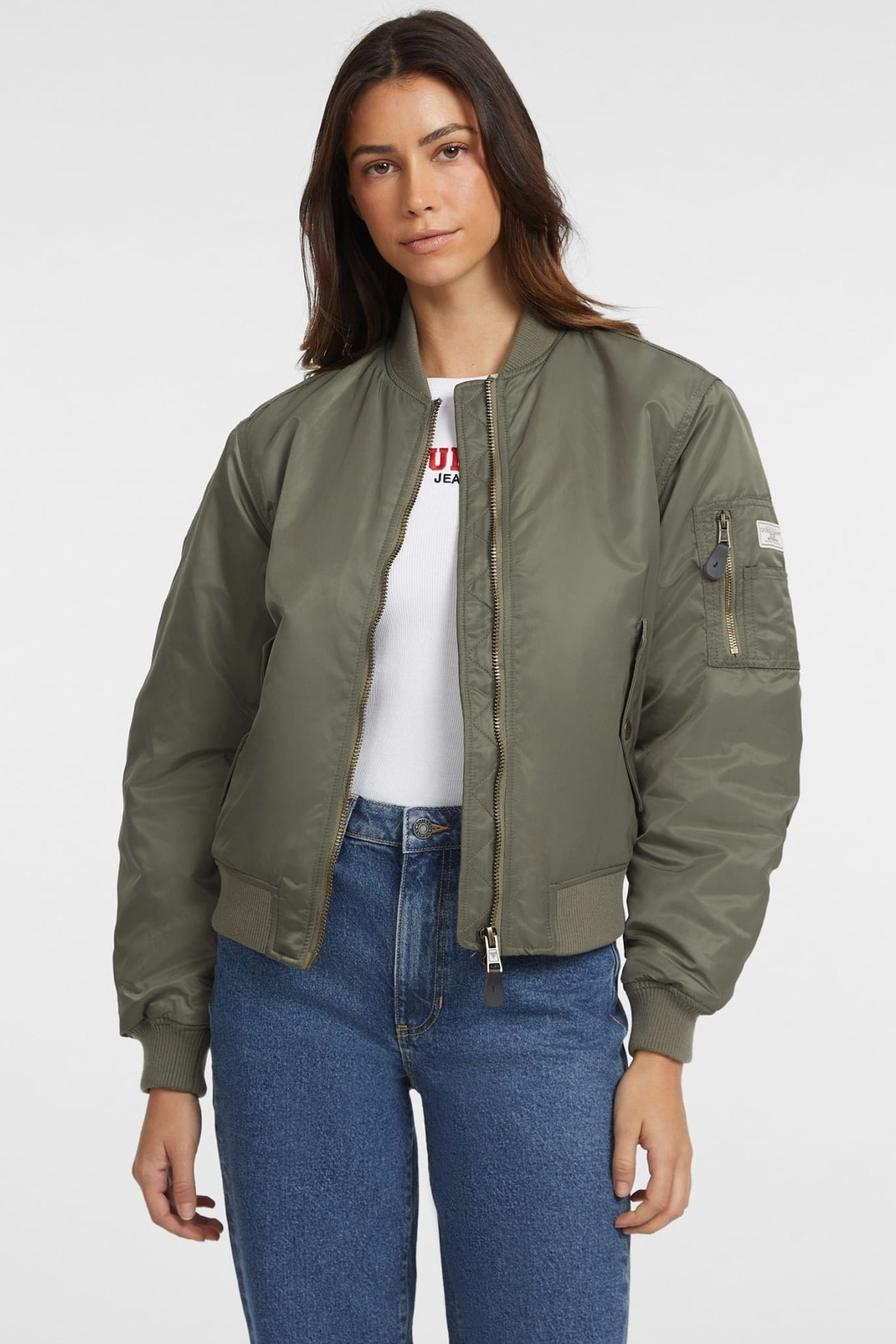Khaki green bomber jacket womens online