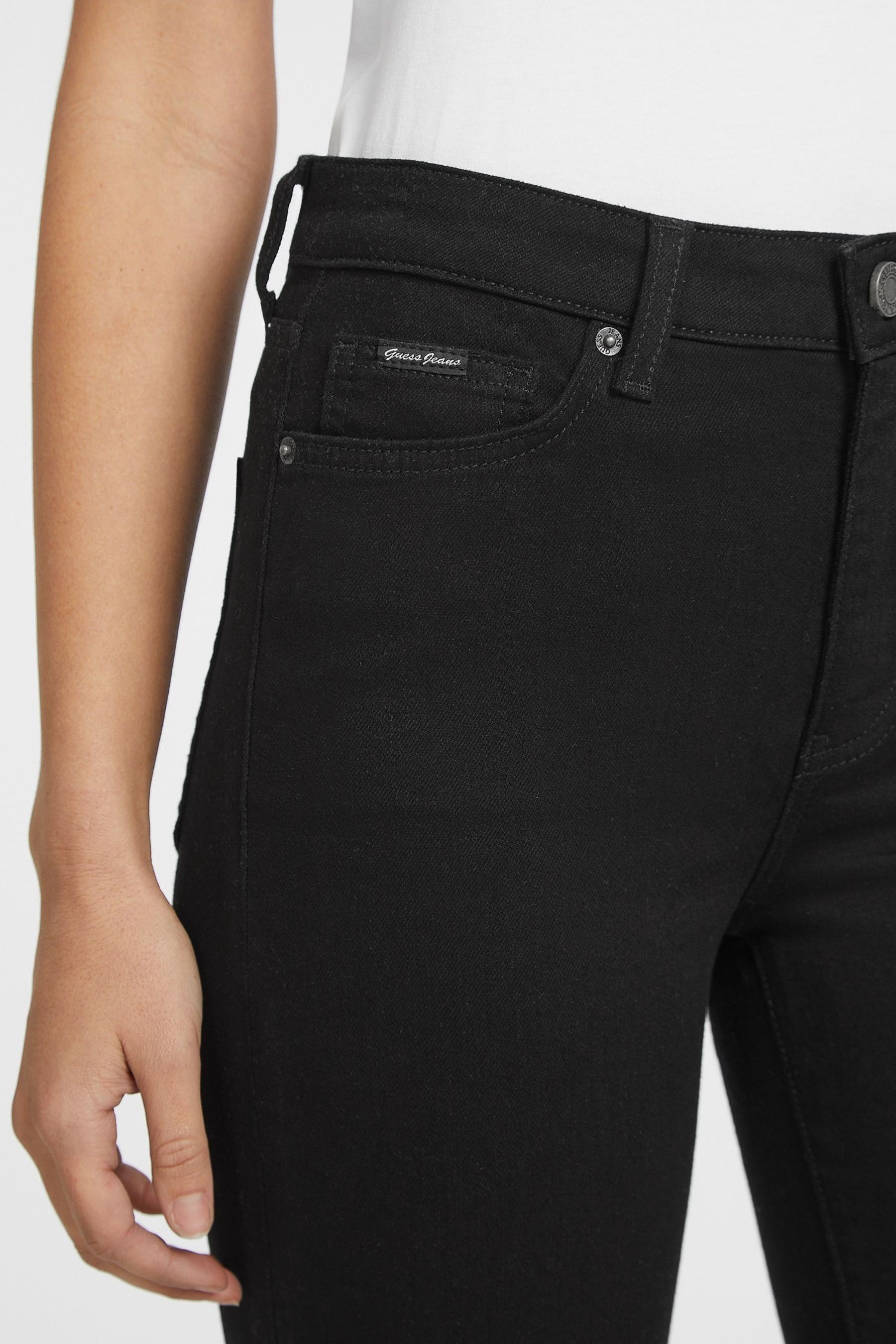 Guess black high waisted jeans top