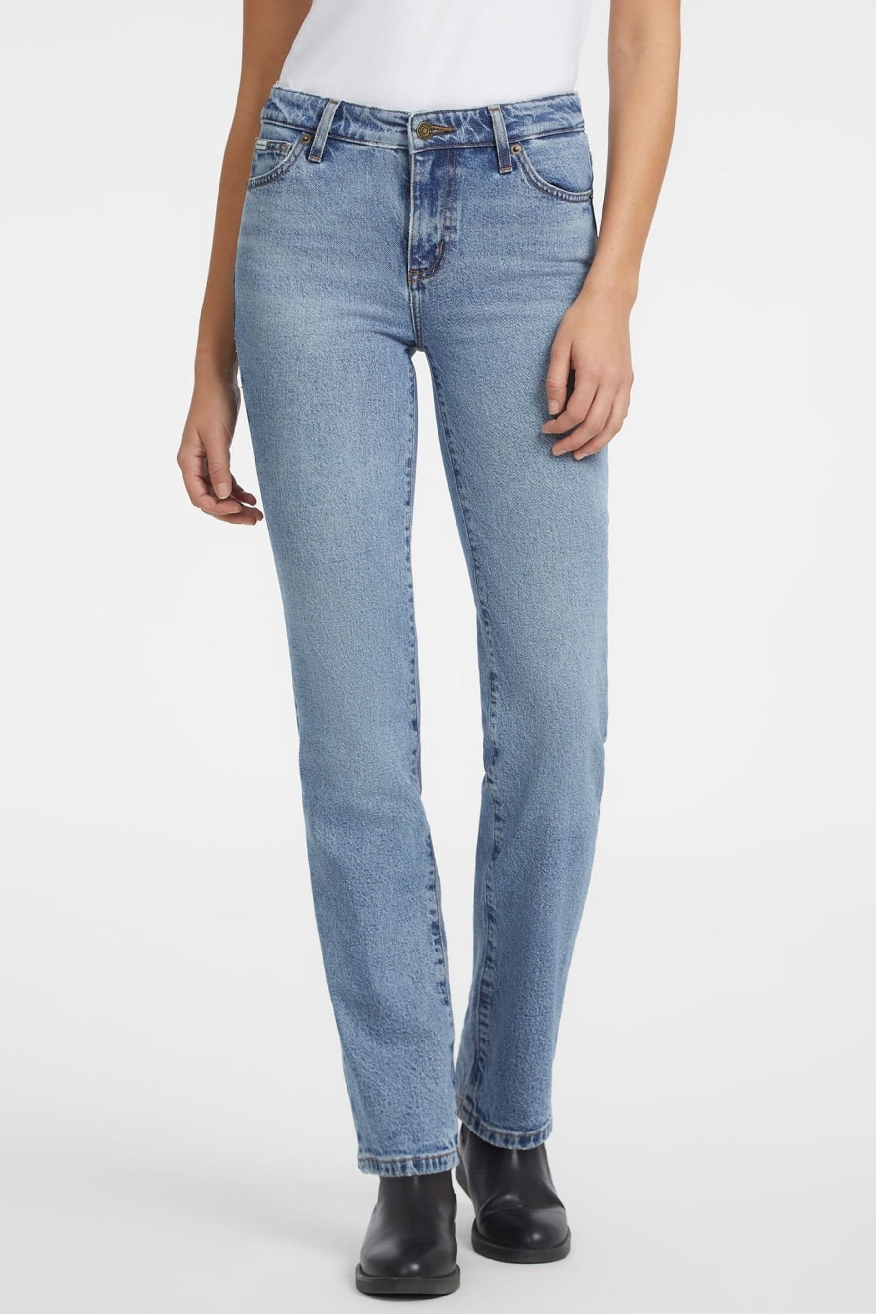 GUESS JEANS Blue Mid Rise Straight Leg Jeans
