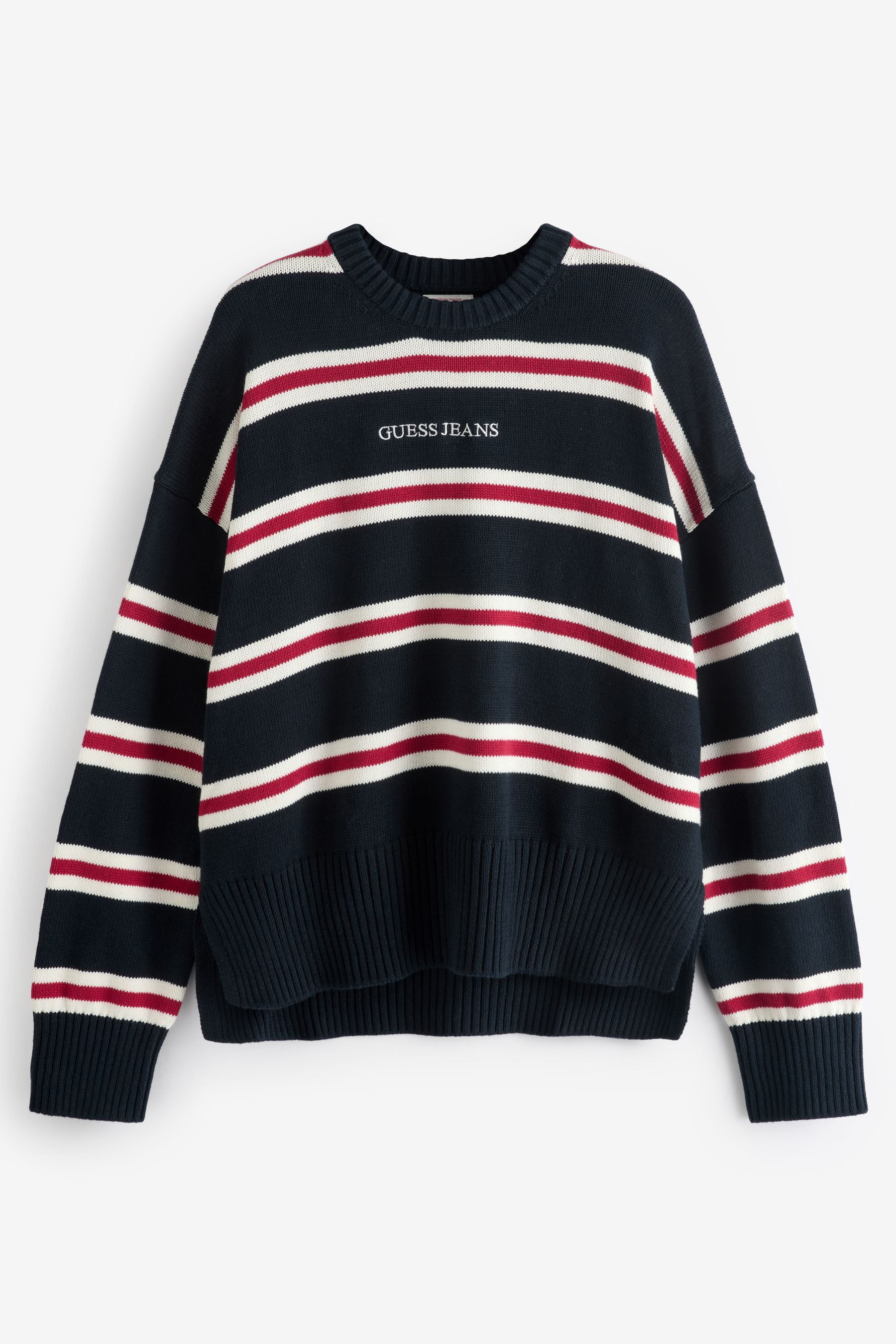 Buy Guess Jeans Navy Stripe Logo Knit 100 Cotton Jumper from Next Austria