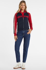 GUESS JEANS Navy/Red Varsity Logo Zip-Up Sweatshirt - Image 3 of 7