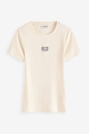 GUESS JEANS Cream Embroidered Logo Short Sleeve T-Shirt - Image 5 of 5