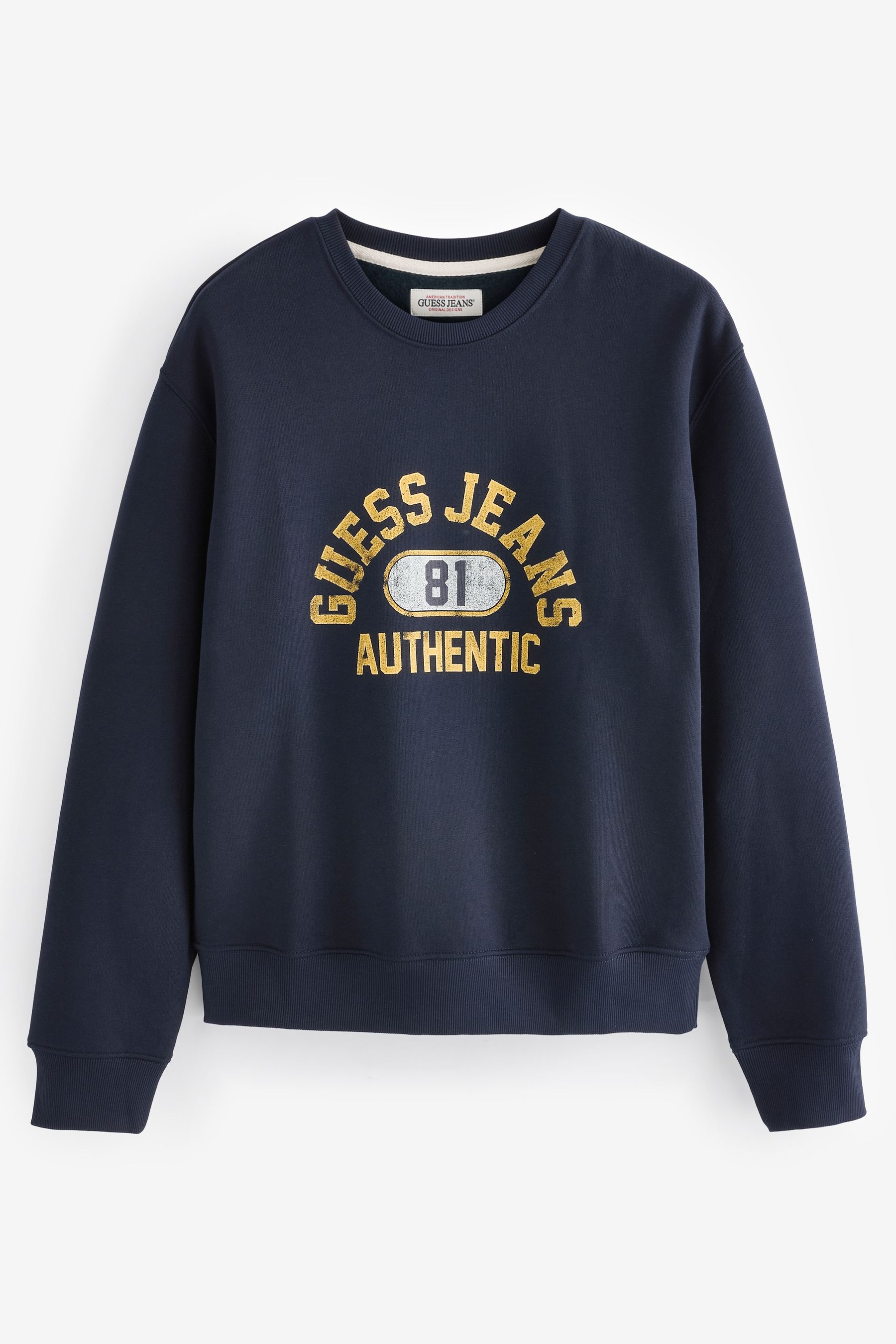 Buy GUESS Jeans Navy Varsity Logo Sweatshirt from the Next UK online shop
