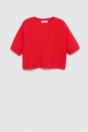 Mango Red Knitted Sweater With Openwork Details - Image 6 of 7