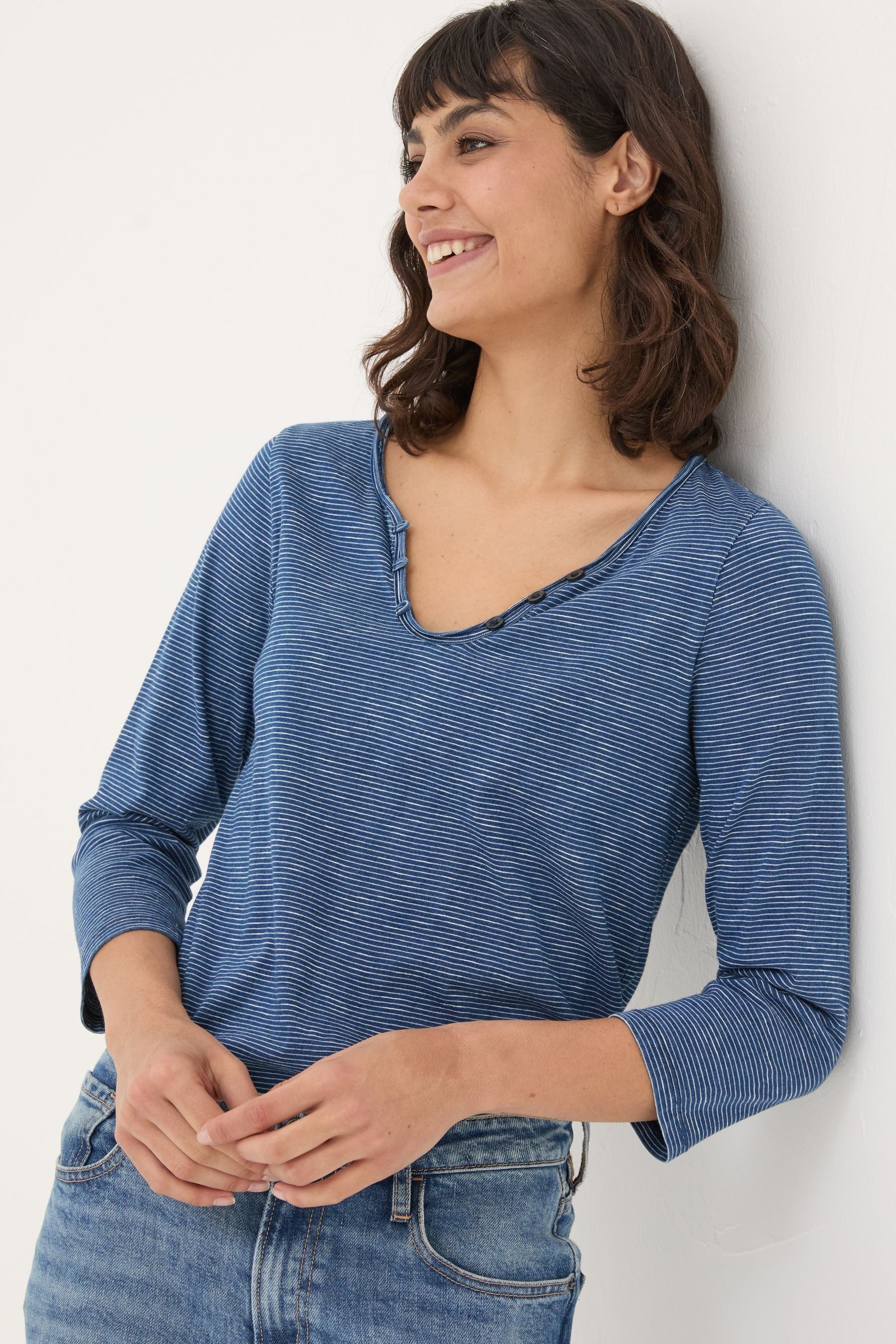 Buy FatFace Porter Blue Organic Cotton Stripe T Shirt from Next Gibraltar