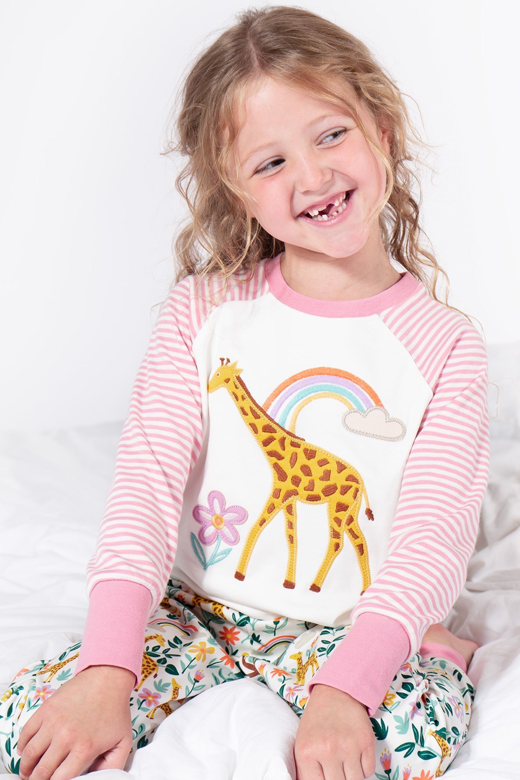 Frugi Girls Pink Striped Pyjamas