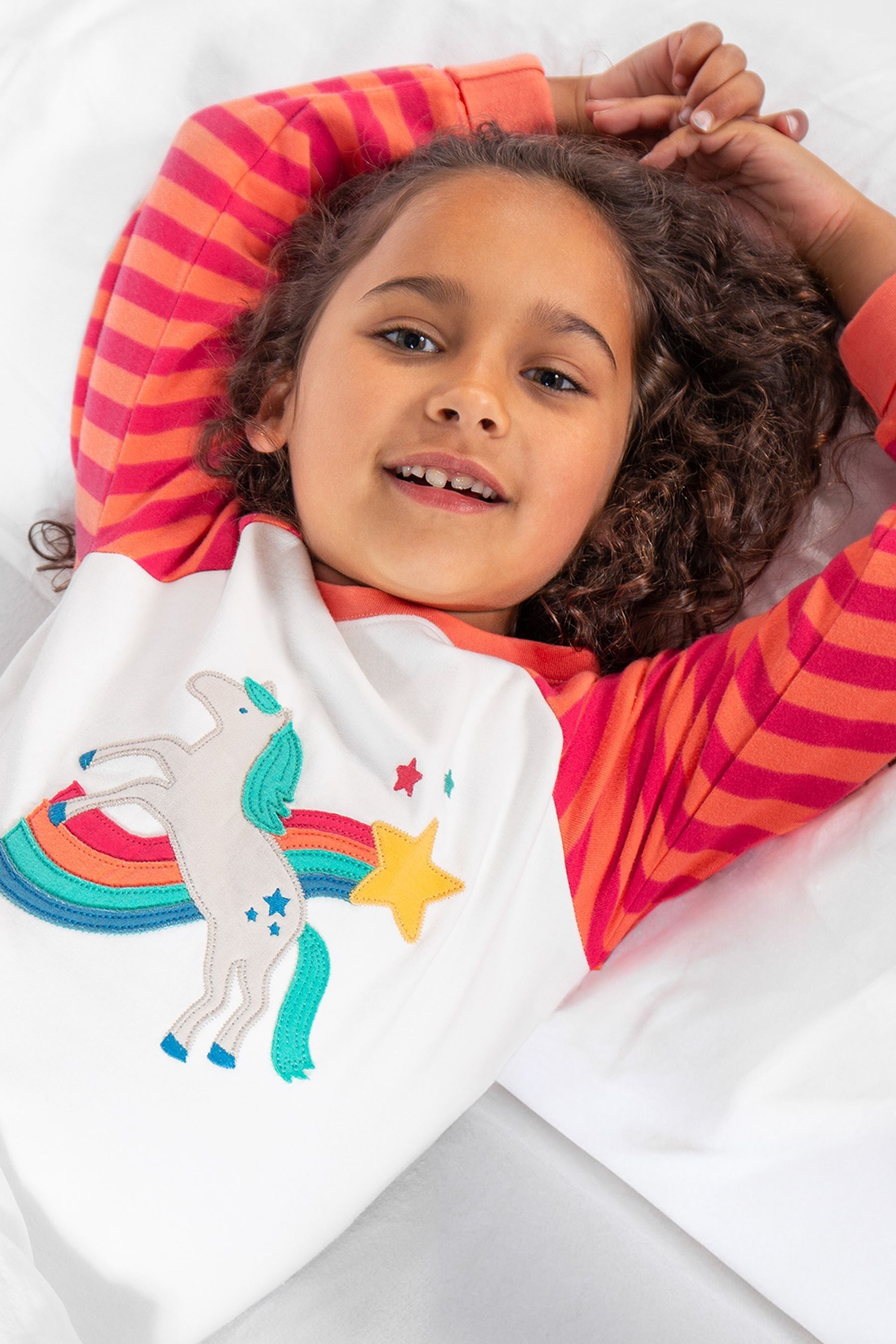 Buy Frugi Girls Pink Striped Unicorn Pyjamas from the Next UK online shop