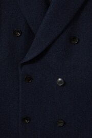 Reiss Navy Herringbone Cliff Wool Blend Herringbone Twill Overcoat - Image 6 of 6