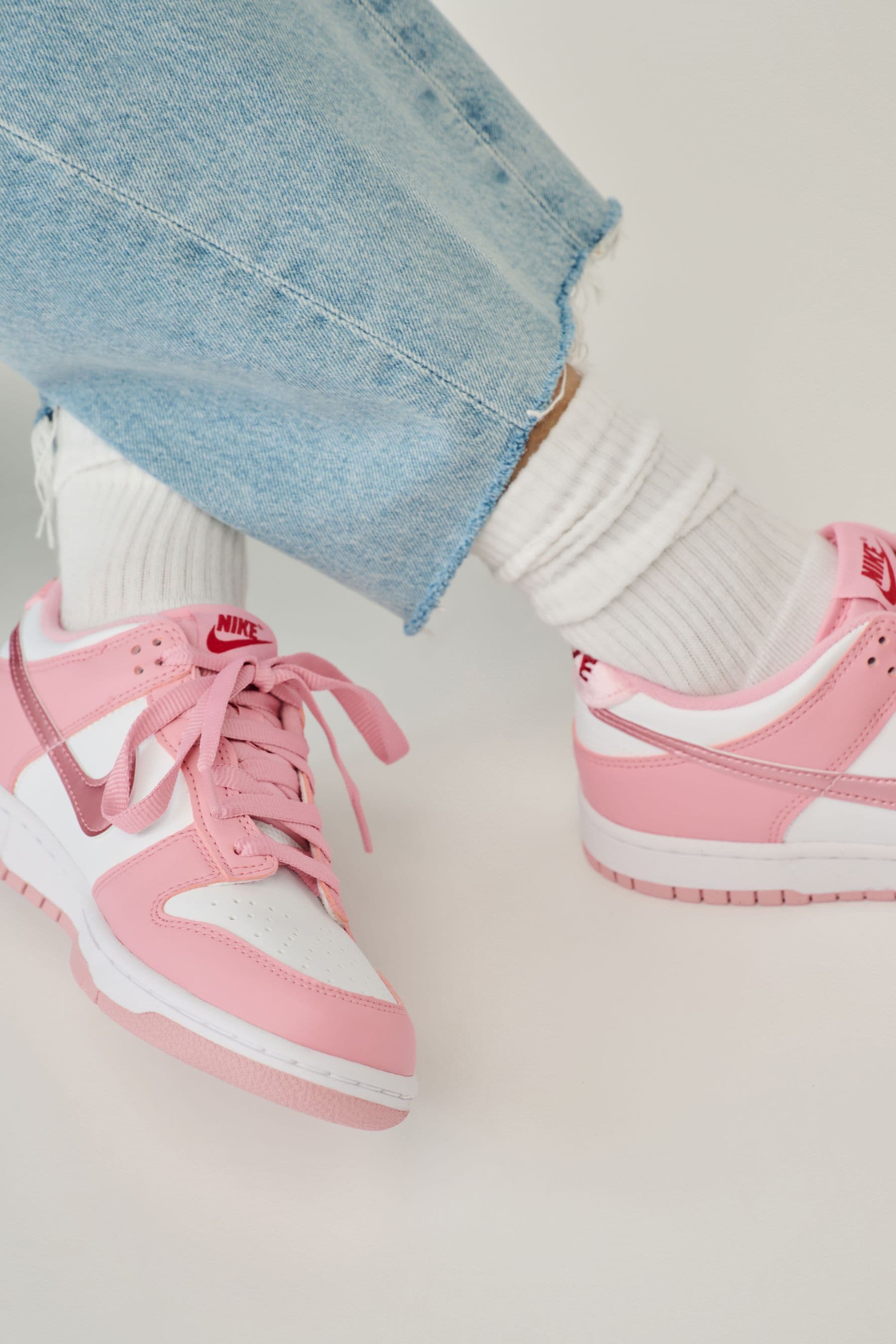 Buy Nike White Pale Pink Youth Dunk Low Shoes from the Next UK online shop