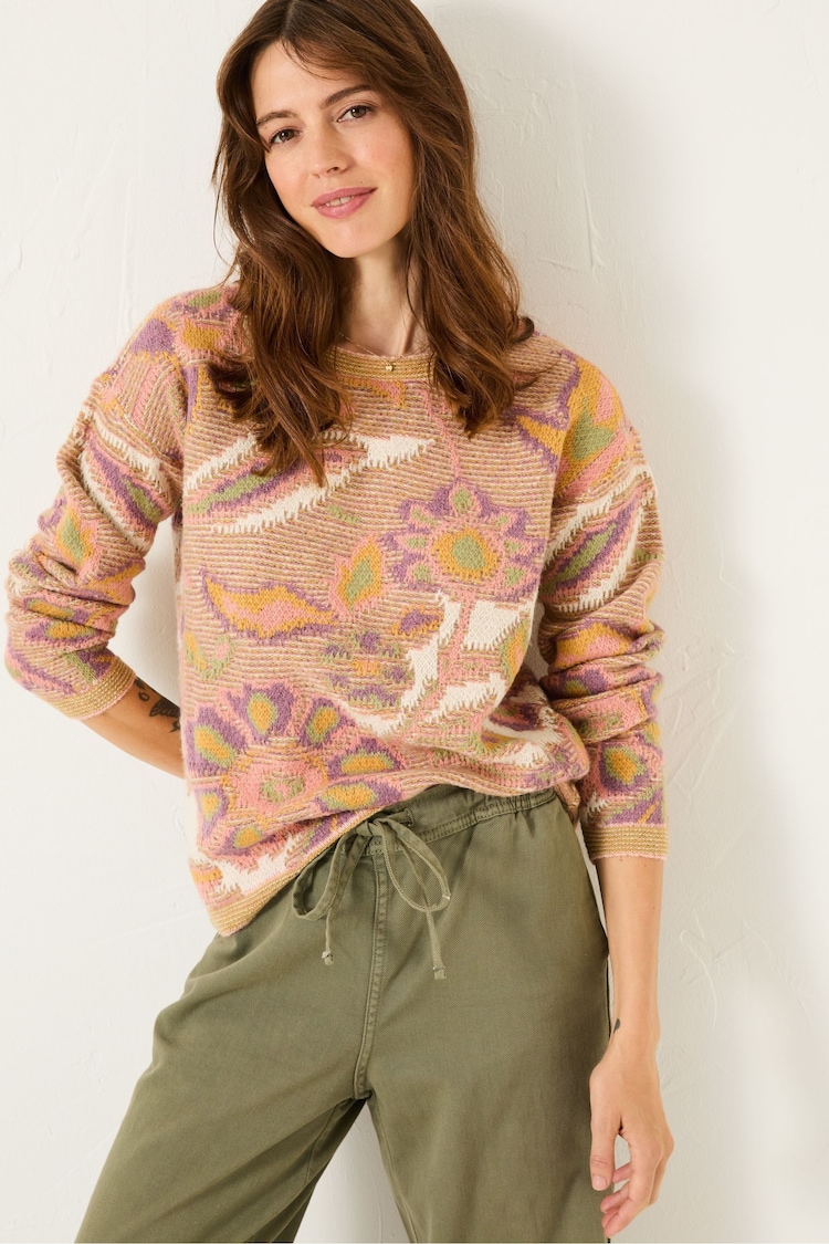 FatFace Natural Wilding Knitted Pattern Jumper - Image 1 of 1