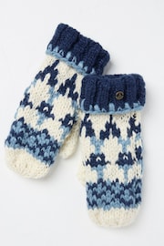 FatFace Blue Chunky Knit Mittens - Image 1 of 2