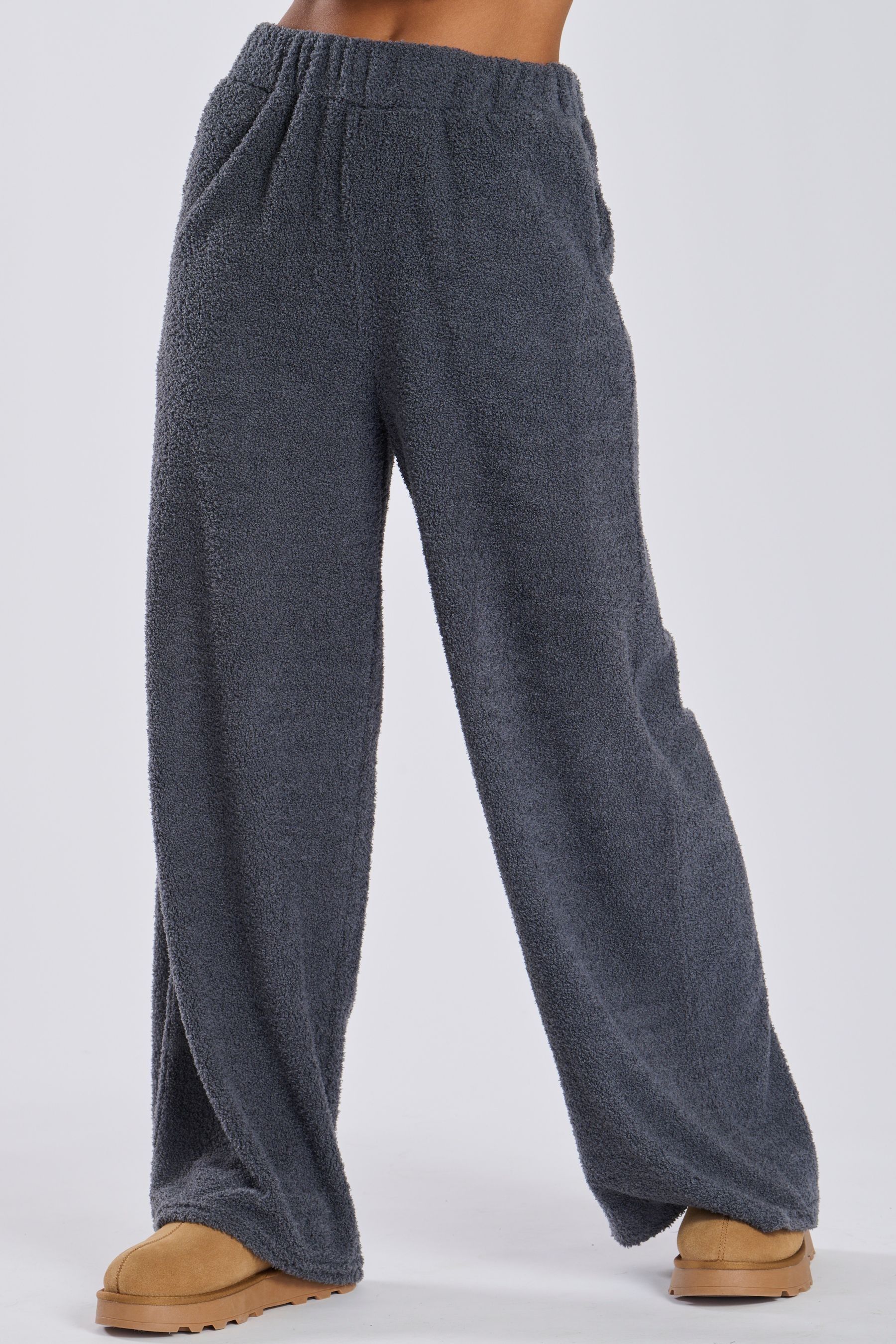 Buy Loungeable Grey Soft Fuzzy Wide Leg Pants from Next United Arab Emirates