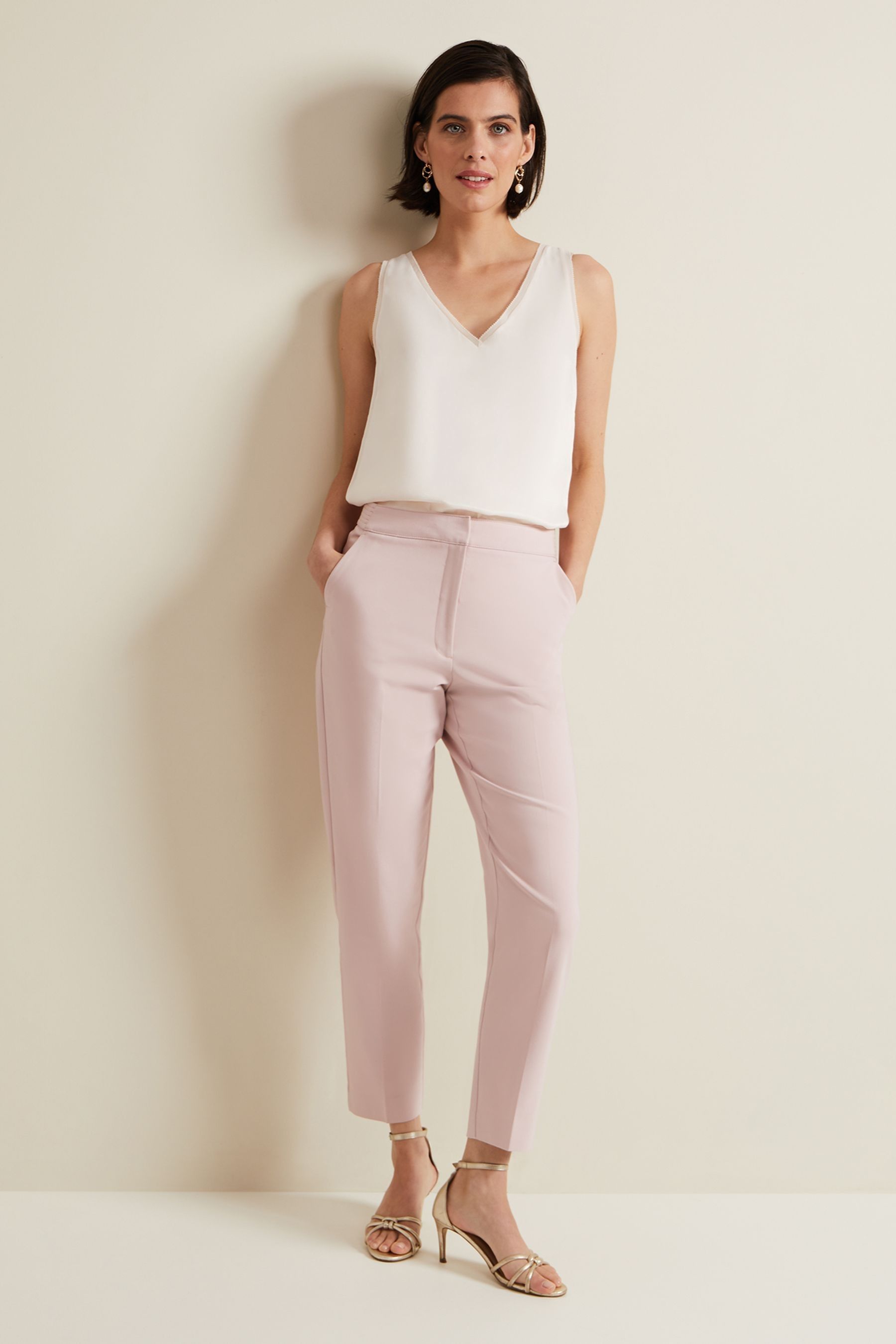 Phase Eight Pink Petite Ulrica Tapered Suit Trousers