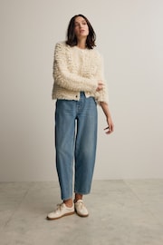 White Ecru Statement Fluffy Button Up Knitted Cardigan - Image 2 of 7