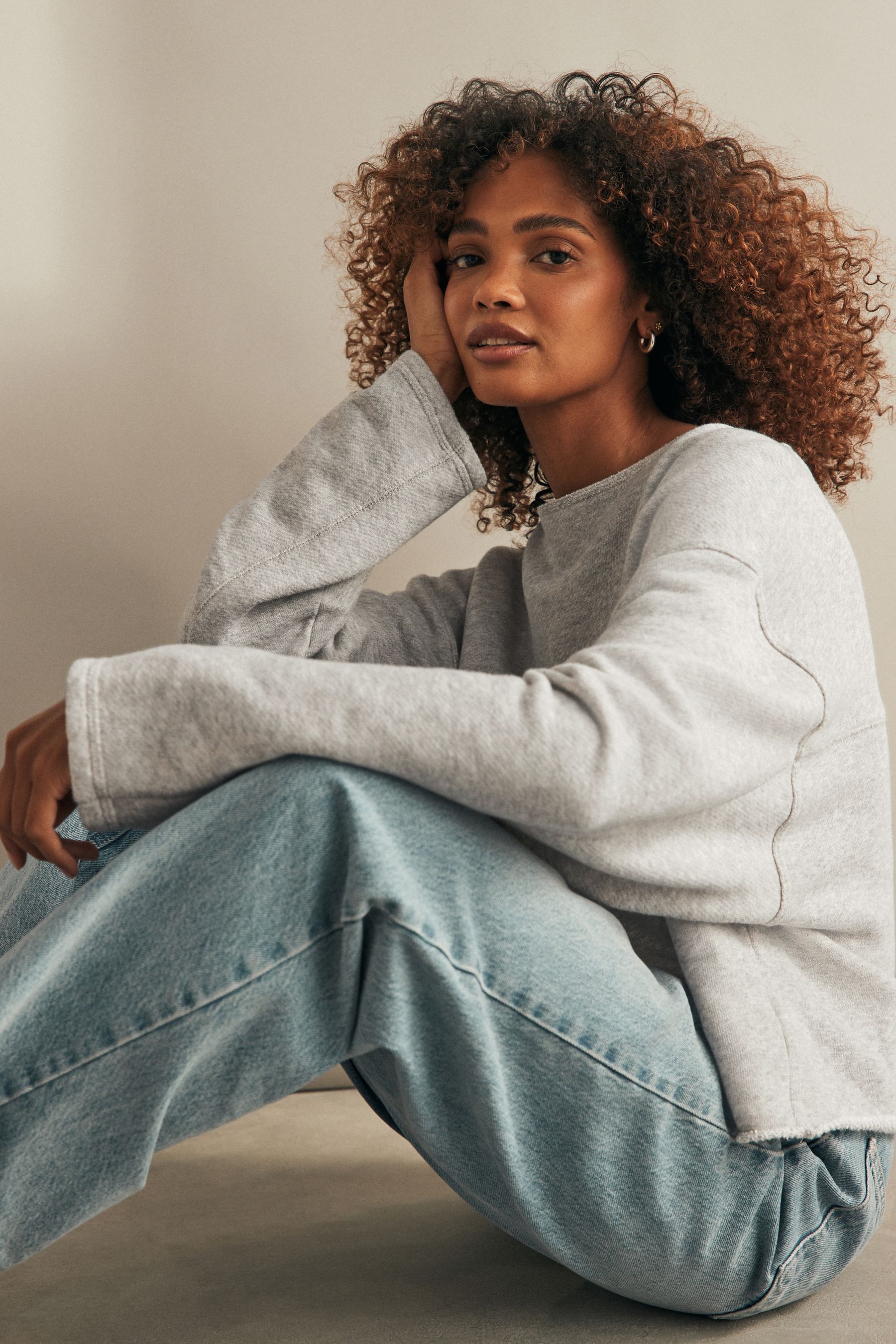 Grey cotton sweater sale