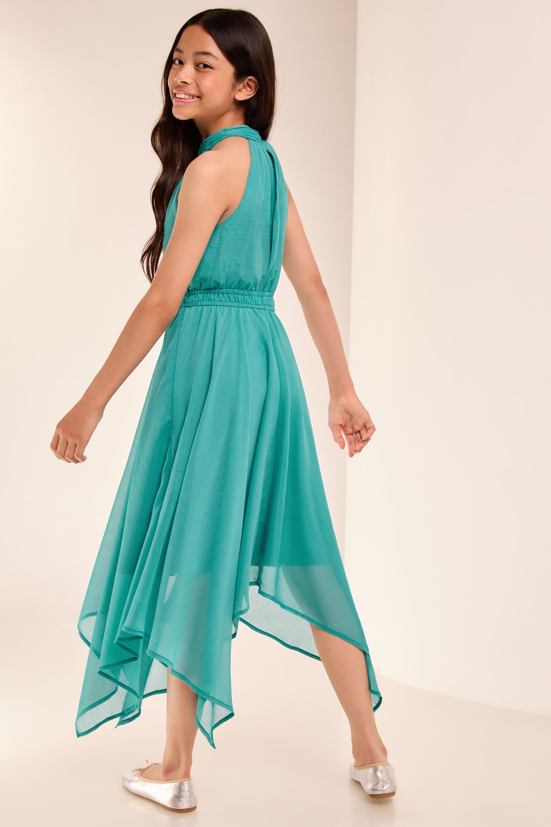 Buy Lipsy Teal Green Hanky Hem Halter Occasion Dress 7 16yrs from Next Luxembourg