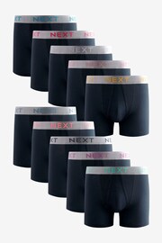 Navy Silver Waistband 10 pack Waistband A-Front Boxers - Image 1 of 13