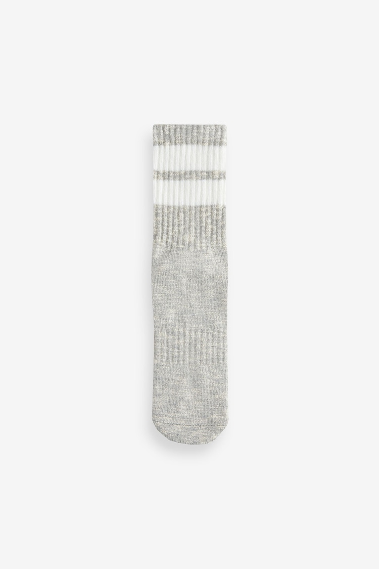 Black/Grey Stripe Cushion Sole Ribbed Sport Ankle Socks 3 Pack With Arch Support - Image 2 of 4