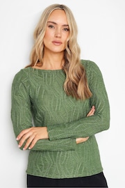 Long Tall Sally Green Textured Slash Neck Top - Image 1 of 5