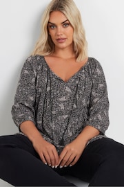 Yours Curve Black Paisley Boho Top - Image 1 of 5