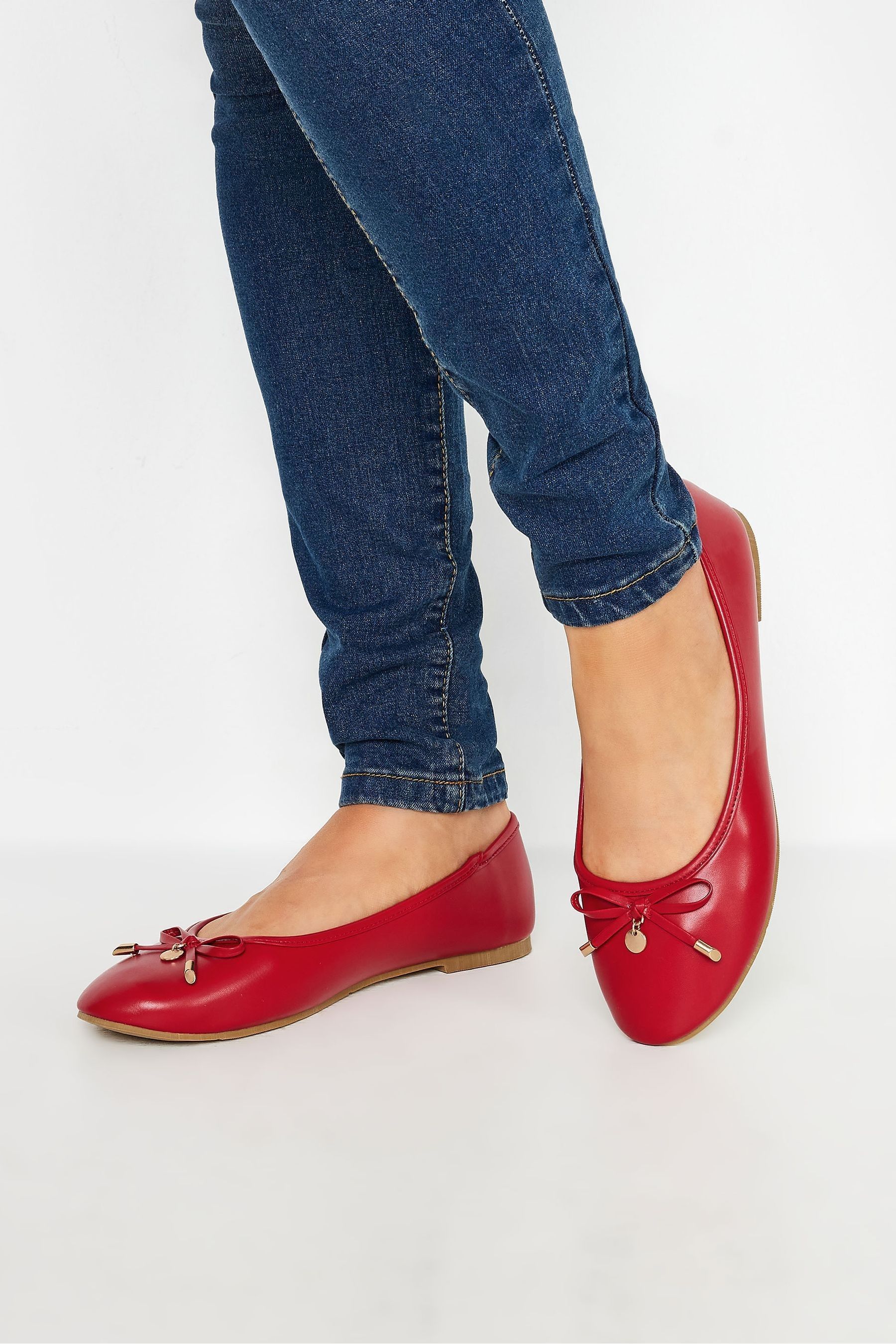 Long Tall Sally Red PU Ballet Shoes